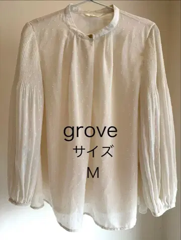 grove 화이트 긴팔 플리츠 블라우스 M 사이즈
