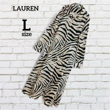제브라 패턴 롱 셔츠 원피스 비침 코튼 혼방 [ L ] 가을봄 코디 로렌