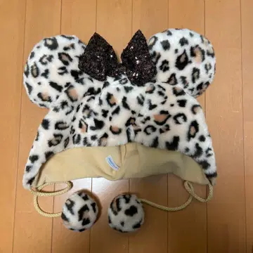 디즈니 팬 캡 레오파드 무늬 브라운