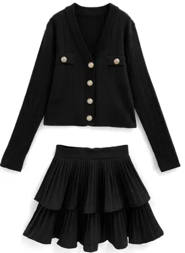 GRL 가디건 x 티어드 미니 스커트 셋업[ks035]