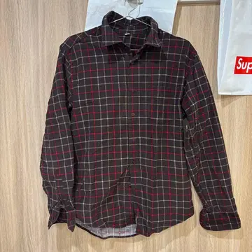 체크 무늬 코튼 긴팔 셔츠