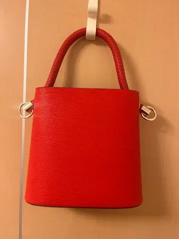 가죽 핸드백 레드 뜨개질 핸들