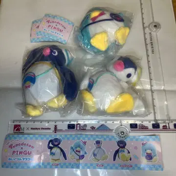 가챠 턱시도샘 x 핑구 봉제 인형 마스코트 3개 세트