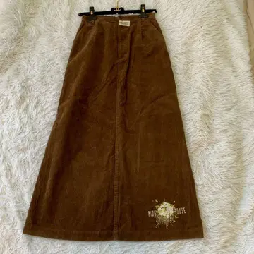 PINK HOUSE 꽃 자수 코듀로이 롱 스커트