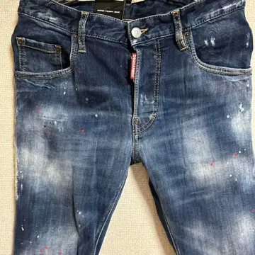 DSQUARED2 데미지 가공 스키니 데님 다크 블루