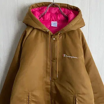 챔피온 자수 로고 나일론 새틴 충전솜 후디드 자켓