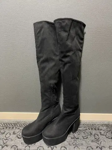 블랙 니하이 부츠 플랫폼 힐