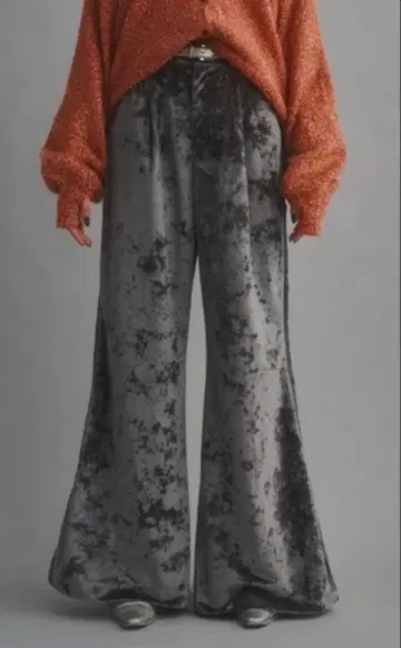 seyto 크러쉬 벨로아 와이드 플레어 팬츠