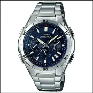 CASIO 남성용 크로노그래프 솔라 전파 시계 네이비 블루