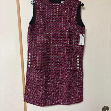 슬리브리스 트위드풍 원피스 핑크 계열