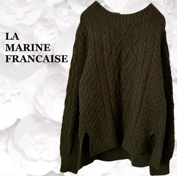 [ 마린프랑세즈 ] 니트 스웨터 [ F ] 카키 케이블 짜임 슬릿