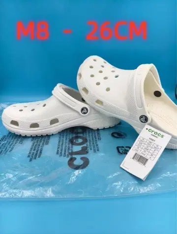 새상품 Crocs 화이트 샌들 M8 26CM