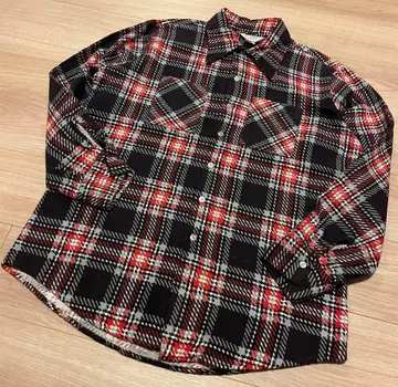 70s 빈티지 프레스트 라이트 체크 프린트 플란넬 셔츠