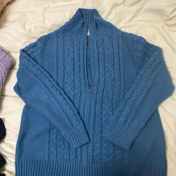 LL.Bean 케이블 짜임 집업 스웨터 파랑