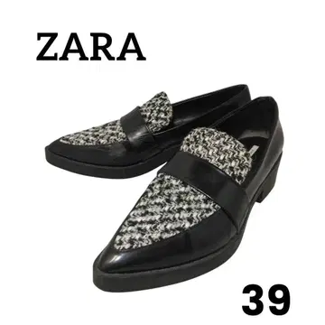 ZARA 트위드 절개 로퍼 블랙 39