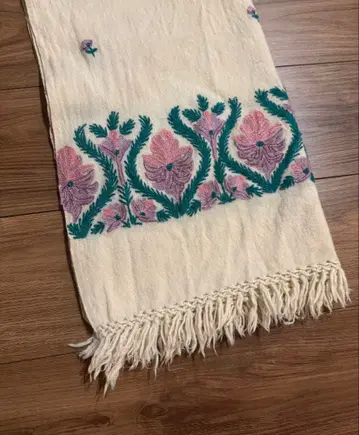 꽃무늬 영국제 빈티지 울 자수 머플러 빈티지