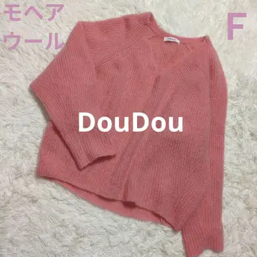DouDou 모헤어 & 울 혼방 루즈핏 풀오버 V넥 돌먼 슬리브 F