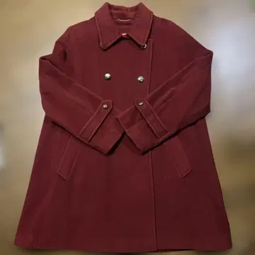 울 & 캐시미어 블렌드 버건디 롱 코트