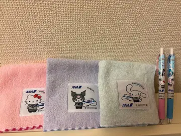 ANA 산리오 캐릭터즈 핸드 타월 3개 볼펜 2개 세트