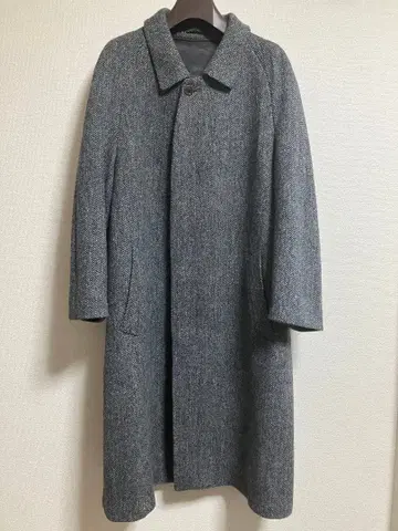 해리스 트위드 롱 코트 그레이