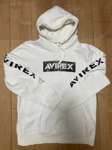AVIREX 프론트 로고 후드티 XL 사이즈 화이트