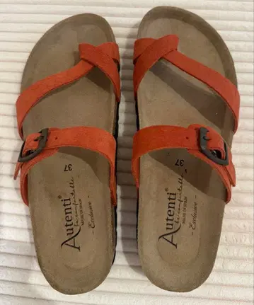 Autenti 오렌지 크로스 스트랩 샌들 37