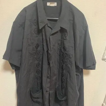 쿠바 셔츠 자수 셔츠 빈티지 반팔 셔츠 블랙 셔츠