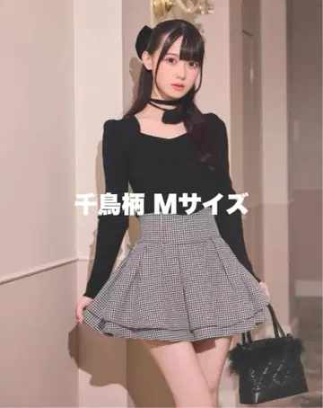 미셸 마카롱 슬림 레그 스커트 하운드투스 체크 패턴 M 사이즈