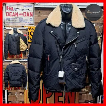 Dsquared2 무스탕 보아 더블 라이더스 다운 자켓 50 블랙