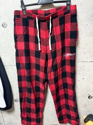 MYne 빨검 체크 무늬 이지 팬츠