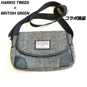콜라보 해리스 트위드 브리티시 그린 숄더백 브라운