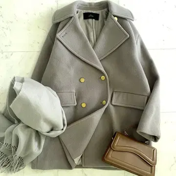 새상품급 Liesse 비버 멜톤 울 코트 골드 버튼