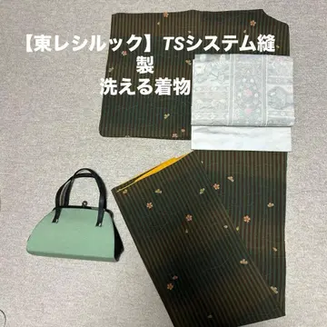 [ 토레이룩 ] 워셔블 기모노 TS 시스템 봉제 그린 그라데이션 벚꽃