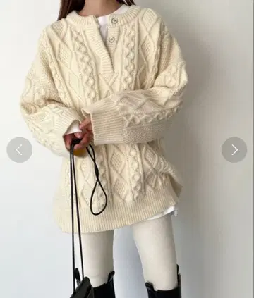 새상품급 1회 사용 CANALJEAN Elmar 케이블 헨리넥 니트