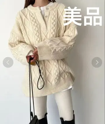 새상품급 1회 사용 CANALJEAN Elmar 케이블 헨리넥 니트