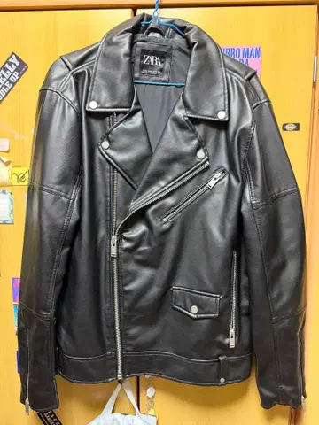 ZARA 블랙 더블 라이더 자켓 XL