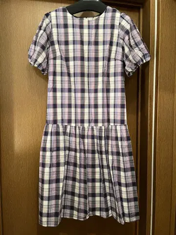 로즈 티아라 퍼플 계열 체크 원피스