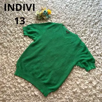 인디비 반팔 니트 라메 혼방 V넥 썸머 니트 그린 13호 L
