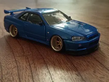 토미카 개조 닛산 R34 GTR 골드 휠 개조품 1/43