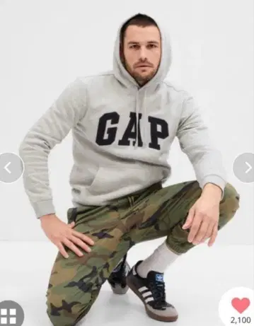 GAP 그레이 후드 부착 후드티