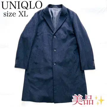컨디션 최상 UNIQLO 유니클로 체스터 코트 캐시미어 혼방 XL 네이비