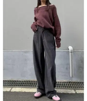 Re:EDIT 코듀로이 배럴 레그 팬츠 그레이