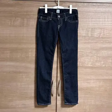 마우지 스키니 데님 팬츠 25인치 실버 라메 스티치