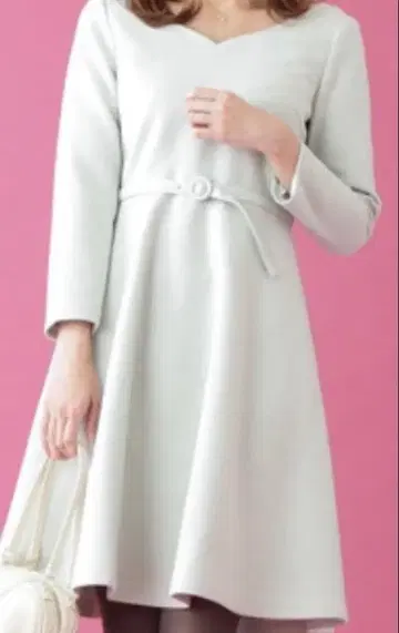 하트넥 벨트 포함 원피스 [피스타치오]