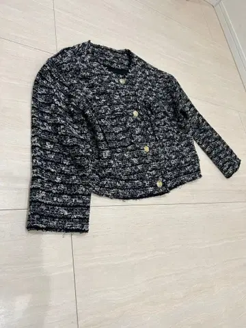 ATELIER SIX 노카라 트위드 자켓 38