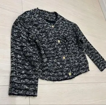 ATELIER SIX 노카라 트위드 자켓 38