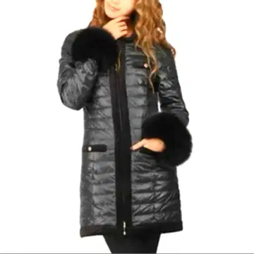 퍼 달린 롱 기장 블랙 다운 자켓