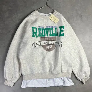 [택 포함 새상품] .AN 레이어드 스타일 속기모 맨투맨 데미지 오트밀