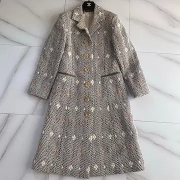 성숙/러블리 일본제 꽃무늬 헤링본 울 코트 롱 헤링본