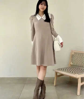 dazzlin 오너먼트 카라 니트 원피스